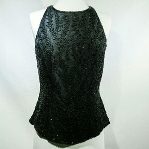 MAE AMI BLACK SEQUINED SLEEVELESS TOP